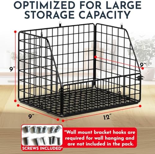 3x Stackable Hanging and Counter Baskets, Hanging Fruit Baskets for Kitchen - Image 3
