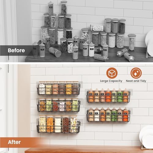 Mystozer Spice Rack Wall Mounted 5 Pack, For Spice Jars & Seasonings,Black - Image 5
