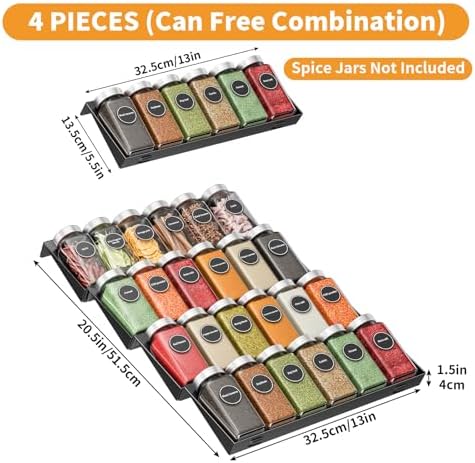 RCHYFEED 4 Pack Spice Drawer Organizer (Need 3.5" Deep Drawer) - Image 4