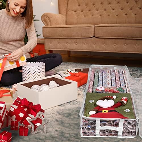 ProPik Wrapping Paper Storage Containers | Gift Wrap Organizer Under Bed 41”x14”x6” Fits 18-24 Rolls Fit Up to 40” Long Roll Wrap Storage Box Holder for Ribbon Bows and Accessories 2 Pack (White) - Image 2