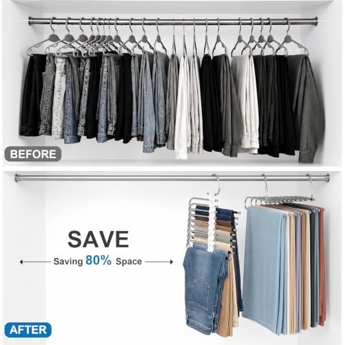 9 Layers Pants Hangers Space Saving Non-Slip Closet Organizer 4 Pack - Image 3