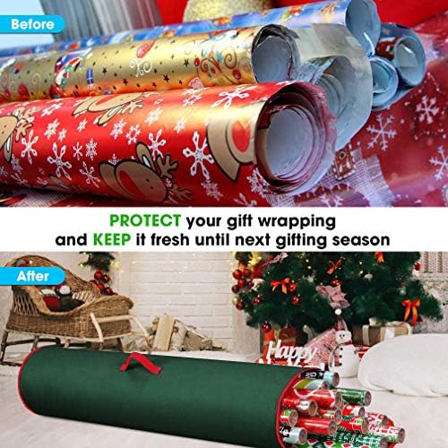 Wrapping Paper Storage Bag | Wrapping Paper Organizer Under Bed for Storing Multiple Rolls of Gift Wrap, 40” Length Container Constructed of Durable 600D Oxford Material (Green) - Image 5