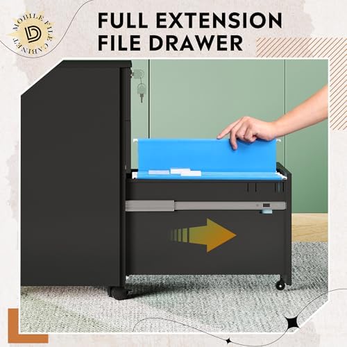 DEVAISE 3 Drawer Mobile File Cabinet, Fully Assembled Metal Filing Cabinet - Image 6