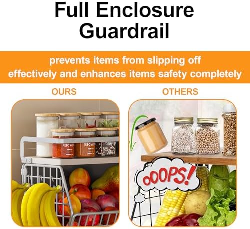 Wire Fruit Basket 2 IN 1 Magnetic & Hanging Wall Produce Basket with Spice Rack for Potato Onion Vegetable Storage for Pantry,Kitchen Countertop and Fridge Organizer - Image 5