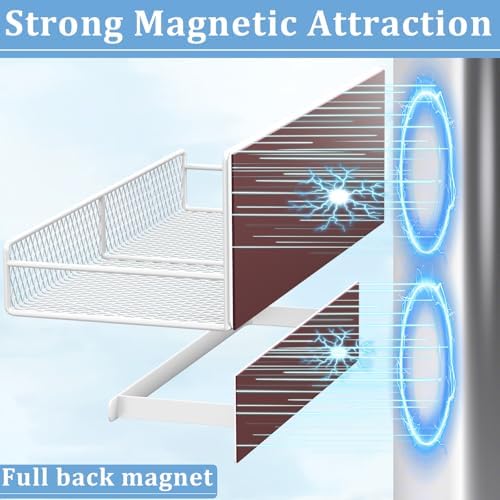 DTUQYX Magnetic Shelf for Washing Machine 4-Pack: Widen Magnetic Laundry Organizer (5"-6") with Hanger Organizer, Strong Magnet, Rust Proof, Heavy Duty Magnetic Spice Rack for Refrigerator (White) - Image 4