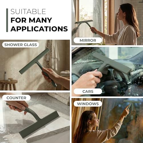 GÜTEWERK Silicone Shower Squeegee with 3-in-1 No-Drill Mount, Green, 9'' - Image 6