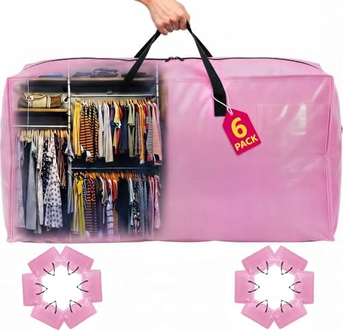Moving Bags Heavy Duty,Extra Large Moving Bags for Travel/College Packing/Storage/Organization/Seasonal Clothes & Bedding Storage,Moving Supplies Bins,Compatible with Ikea Frakta Cart (Pink,6Pcs) by Unknown