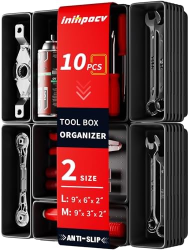 10 PCS Tool Box Drawer Organizers, Large & Medium Tool Trays for Tool Box Organization, Tool Organizers and Storage for Garage and Rolling Tool Chest by Unknown