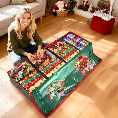 Wrapping Paper Organizer Storage, Christmas Wrapping Paper Storage, Green - Image 7