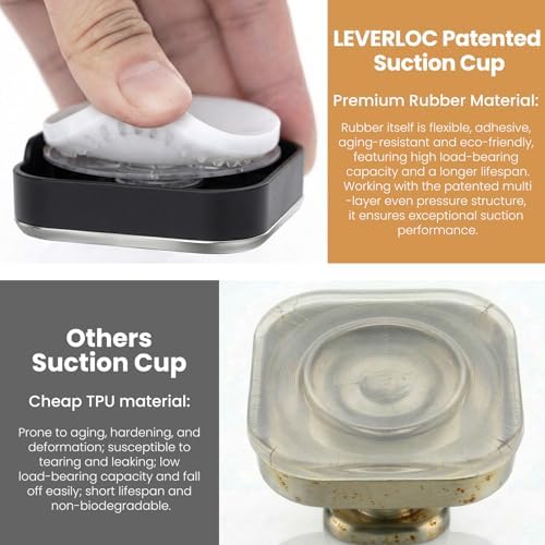 LEVERLOC 4 Pack Suction Cup Hook for Inside Shower, Towels & Looafhs, Black - Image 6