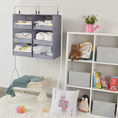 GRANNY SAYS 3-Shelf Hanging Closet Organizer, Foldable Storage, Gray - Image 2