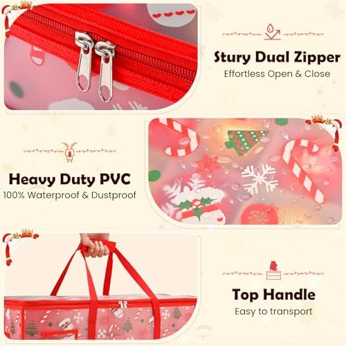 Plastic Christmas Ornament Storage Box with Adjustable Dividers, Waterproof Christmas Storage Containers Keep 128 Capacity, Dual Zippers, Ornament Organizer to Store Holiday Decor-Gloves - Image 3