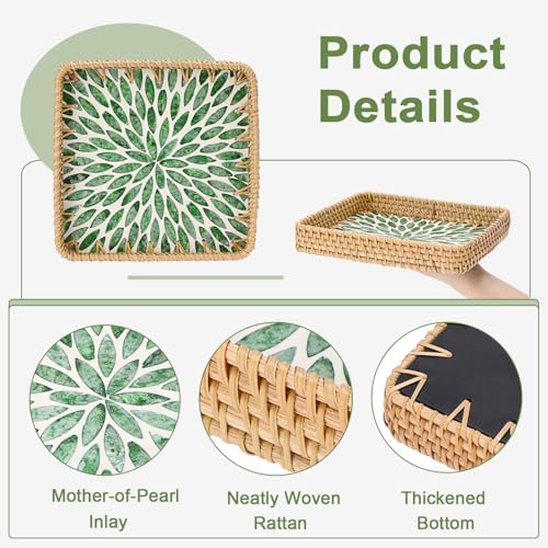 Key Basket Tray for Entryway Table, Decorative Small Wicker Tray - Image 6