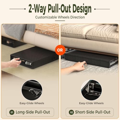Fokyfok 2 Pack Under Bed Storage with Wheels 6 inch Height - Image 3