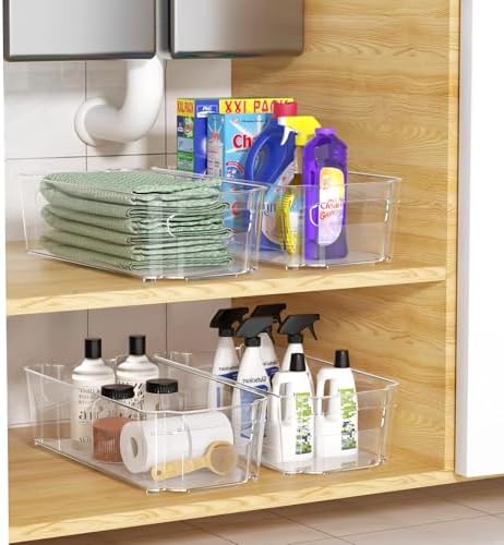 Clear Fridge Organizer, Refrigerator Organizer Bins with Handle, Freezer, Kitchen Cabinet, Pantry Organization, BPA Free Fridge Organizers (12.4 inch 6 Pack) - Image 6