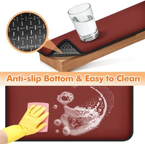 Non-slip Air Fryer Mats for Countertop, 2mm Thick, 14x12 in, Red - Image 4