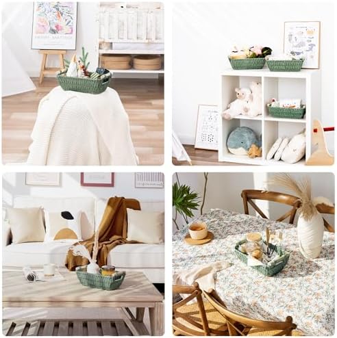 StorageWorks Small Storage Basket, Woven Basket for Shelves, Bosana Green - Image 5