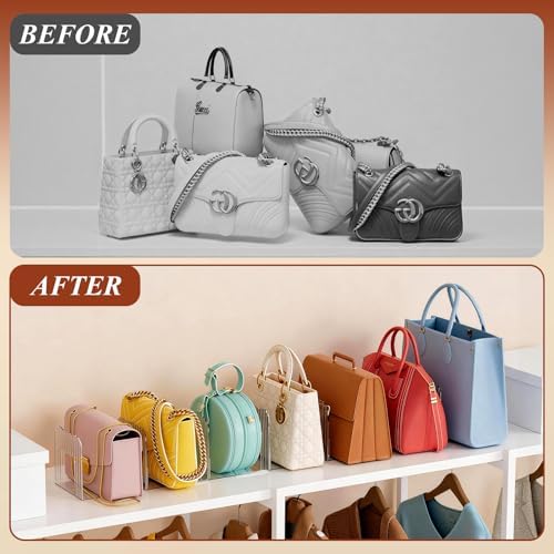Clear Purse Organizer for Closet, Adjustable Purse Storage Handbag Storage Shelf Dividers, 1 Set Plastic Clutch Dividers for Closet Organizers Perfect for Purse Handbag Books - Image 3