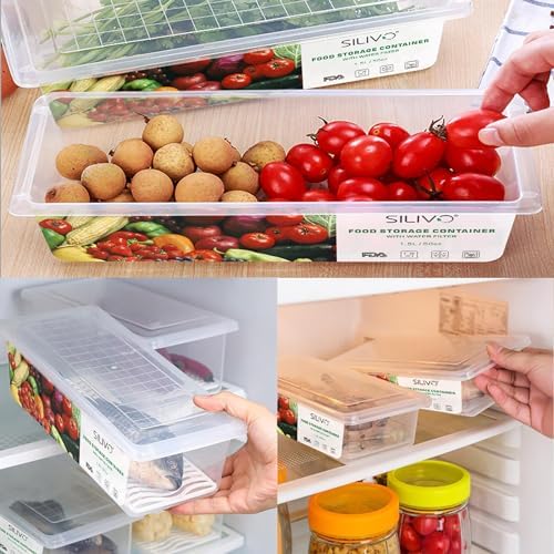 3 Pack 1.5L Fruit Storage Containers for Fridge with Removable Drain Tray - Image 4