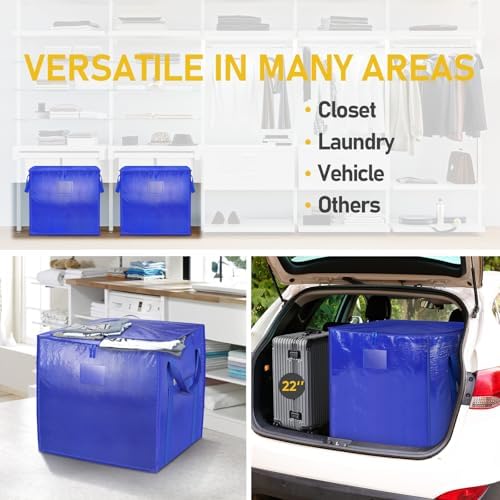 TICONN 2 Pack Extra Large Moving Bags with Zippers & Carrying Handles, Heavy-Duty Storage Tote Moving Boxes for Space Saving (2 PK, 60 Gallon) - Image 4