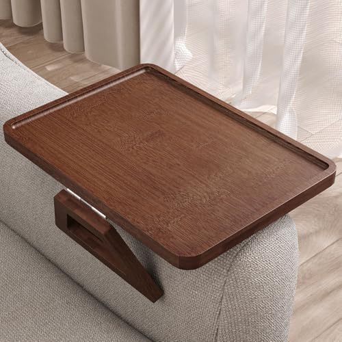 Couch Arm Tray,Bamboo Folding Sofa Tray,Sofa Armrest Tray Clip-On Couch Desk for Drinks,Snacks,Phone,Remote Control（Brown） by DANFOXER