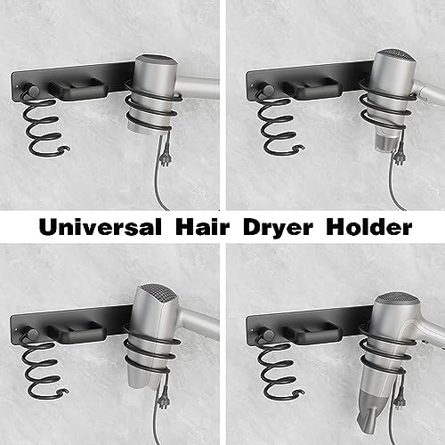 hicorfe Hair Dryer Holder 3 in 1 Hair Tool Organizer,Blow Dryer Holder Wall Mounted,Bathroom Bedroom Hair Care Styling for Flat Iron,Curling Iron,Hair Straightener （Black） - Image 4