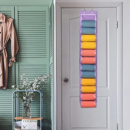 Lirex Hanging Yoga Legging Storage Organizer with 24 Pockets, Foldable Oxford Cloth Hanging Closet Organizer Shirts Jeans Storage Hanger Socks Holder for Family Closet Bedroom, Purple - Image 6
