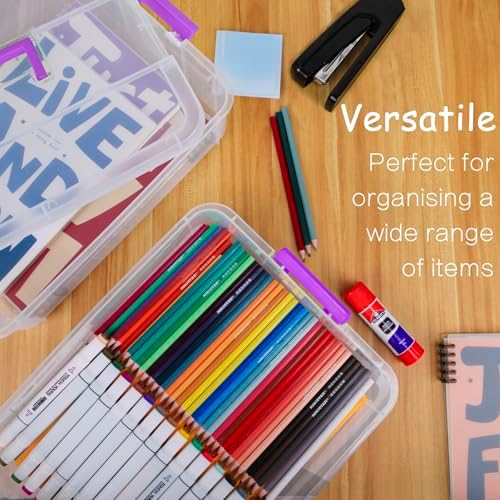 TERGOO 2 Layer Plastic Storage Containers with Lids, Multipurpose Clear Stack & Carry Box, Portable Craft Organizers and Storage Bin for Organizing Art & Craft, Sewing, Makeup, Nail Supplies (Purple) - Image 6
