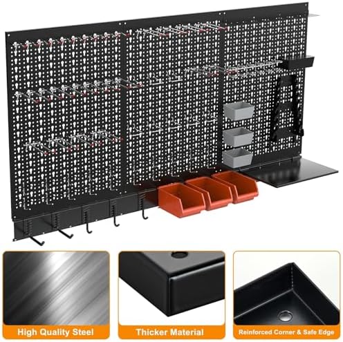 TORACK Metal Pegboard Wall Organizer System 24x48 in, 109 PCS Pegboard Kit - Image 5