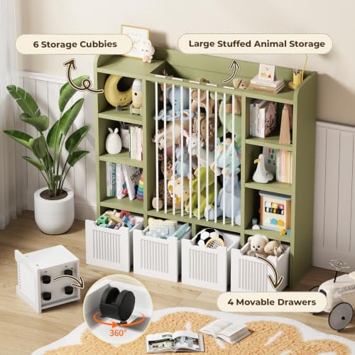 Toy Storage Organizer with Stuffed Animal Storage, Green - Image 4