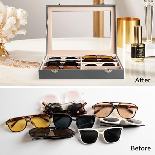 Frebeauty 8-Slot Sunglass Organizer,Sunglass Holder with Clear Lid - Image 6