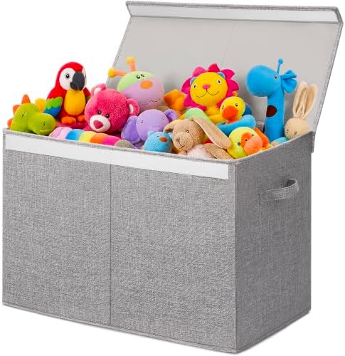 INDRESSME 85L Large Toy Storage Box with Lid & Dividers, Grey by INDRESSME