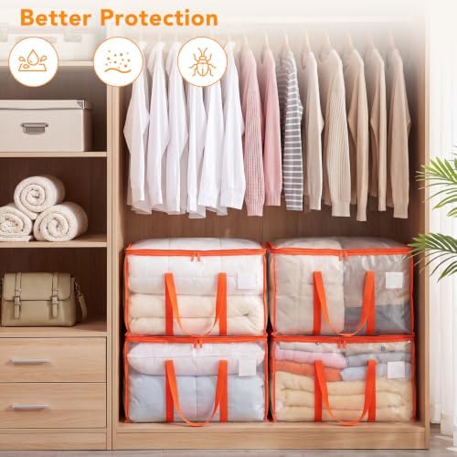 4 Pack 93L Extra Large Heavy Duty Clear Moving Bags 200LBS, Orange Edges - Image 4