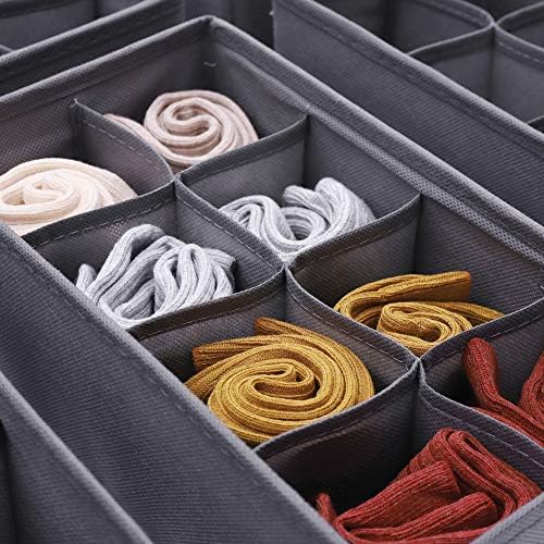 DIOMMELL 6 Pack Foldable Cloth Storage Box Closet Dresser Drawer Organizer Fabric Baskets Bins Containers Divider for Clothes Underwear Socks Lingerie Clothing, M Grey 00-0600 - Image 4