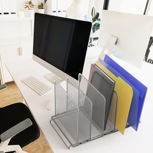 Simple Houseware Expandable 5 Section Upright File Sorter Organizer, Silver - Image 2