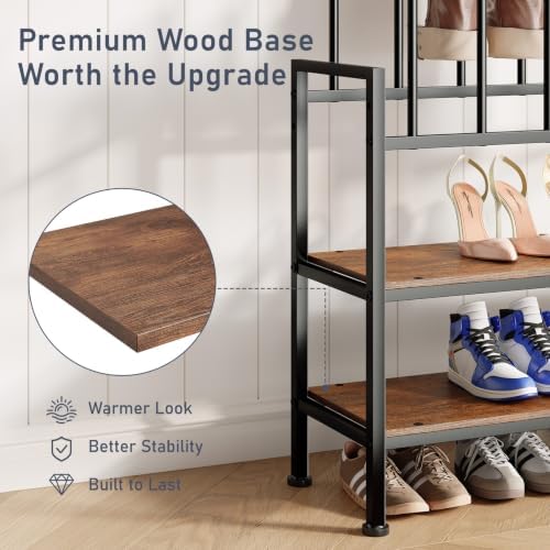 DIMJ Boot Rack 4-Tier - Black Metal Boot Storage Rack for Tall Boots Organizer Tall Boots, Multiuse Shoe Rack for Boots, Sneakers, High-Heel, Entryway, Wooden Support, Fit for 8 Pairs - Image 5