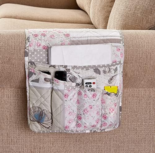 Brilliant Sunshine Grey Cupid & Pink Rose Couch Armrest Organizer, 35"×13" by BrilliantSunshine