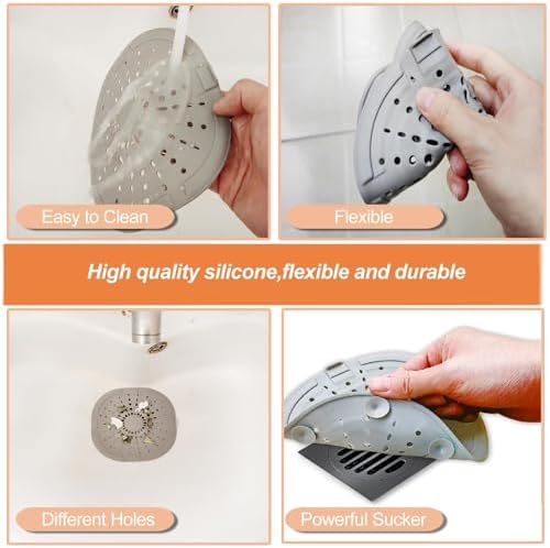 Bovinde Hair Drain Catcher Square for Shower 2 PCS (Traffic Black Grey) - Image 6