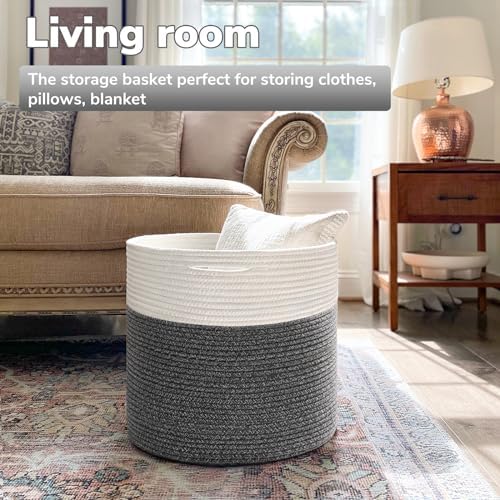 Goodpick Woven Blanket Basket Living Room, Toy Bin for Playroom, 45L - Image 2