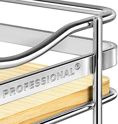 LYNK PROFESSIONAL® Élite™ Pull Out Spice Organization for Cabinets - 8-3/8 inch Wide – Spice Rack for Inside Cabinets – Wood/Chrome - Sliding Spice Rack Organizer for cabinet – Spice Rack - 2 Tier - Image 6