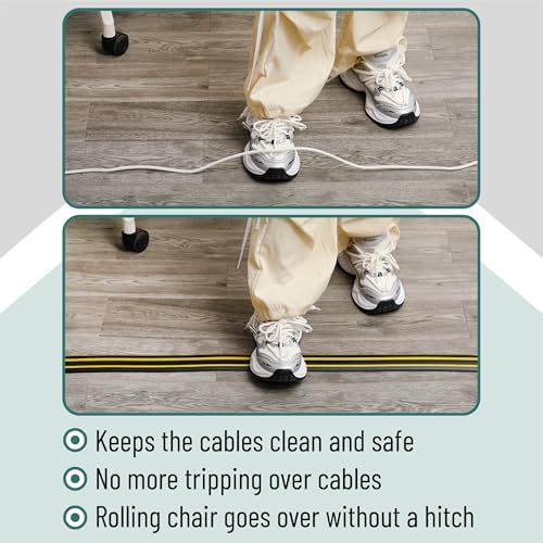 Bates Floor Cord Protector, 6ft Extension Cord Cover, Black & Yellow - Image 6