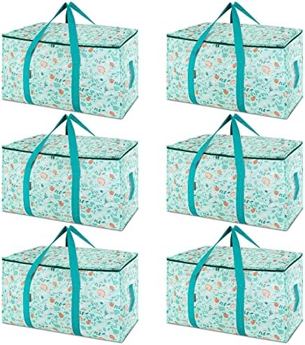 BALEINE 6-Pack Oversized Moving Bags with Reinforced Handles, Heavy-Duty Storage Tote for Clothes, Moving Supplies (Spring Stroll, 6-Pack) by BALEINE