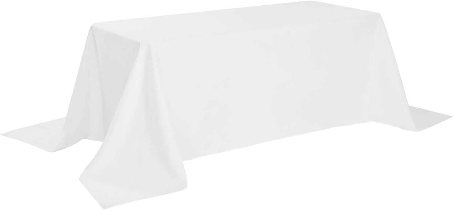Rectangle Tablecloth 90x132 inch Washable Polyester Fabric Table Cloth for Wedding Party Dining Banquet Decoration（90x132, White）