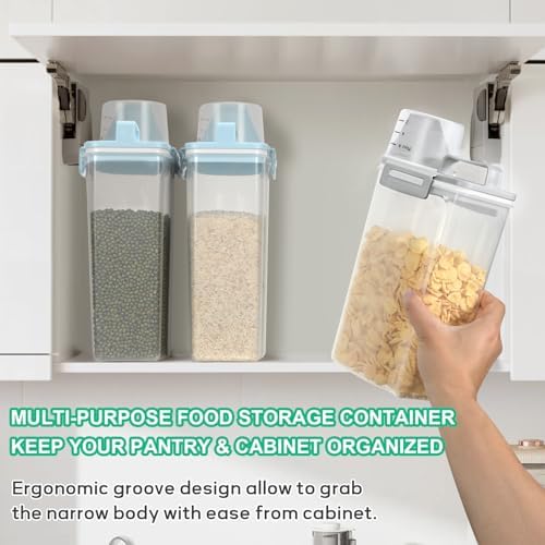 TBMax Rice Storage Container 2 Pack, Plastic Kitchen Pantry Food Storage Container with Cup, Small Pet Dog Cat Food Container Dispenser - Image 4