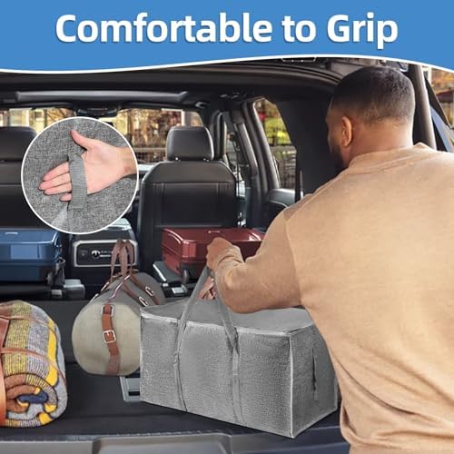 12 Pack-Extra Large Heavy Duty Moving Bags - Waterproof Storage Totes with Handles & Zippers, Foldable for College Dorm, Storage (Gray) - Image 6