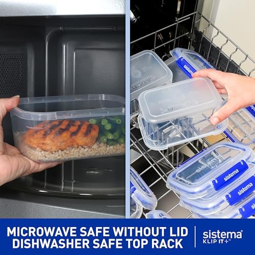 Sistema KLIP IT Large 5L Food Storage Container, Airtight & Stackable, Dishwasher, Freezer, & Microwave-Safe, BPA-Free (Pack of 4) - Image 4