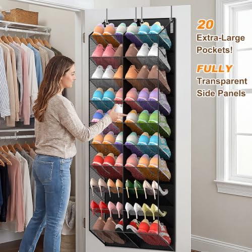 UVIAHOMI Over the Door Shoe Organizer for 20-30 Pairs, 10-Tier, Black - Image 4