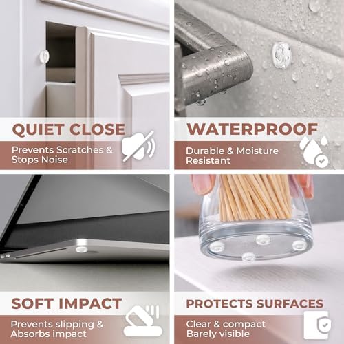 Jelly Button Cabinet Door Bumpers, 64 Pack, Clear Self-Adhesive Rubber Pads - Image 5