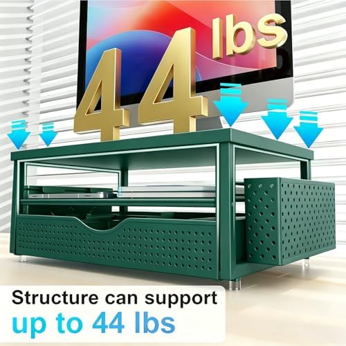 gianotter Desk Organizers and Accessories, Monitor Stand with Drawer and 2 Pen Holder, Desktop Organizer Suitable for Offices and Dormitories (Green) - Image 7