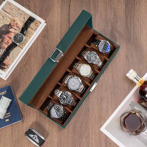 ProCase Watch Box, 6 Slot Mens Watch Display Case, MidnightGreen - Image 2